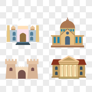 城堡建筑矢量插画图标高清图片素材
