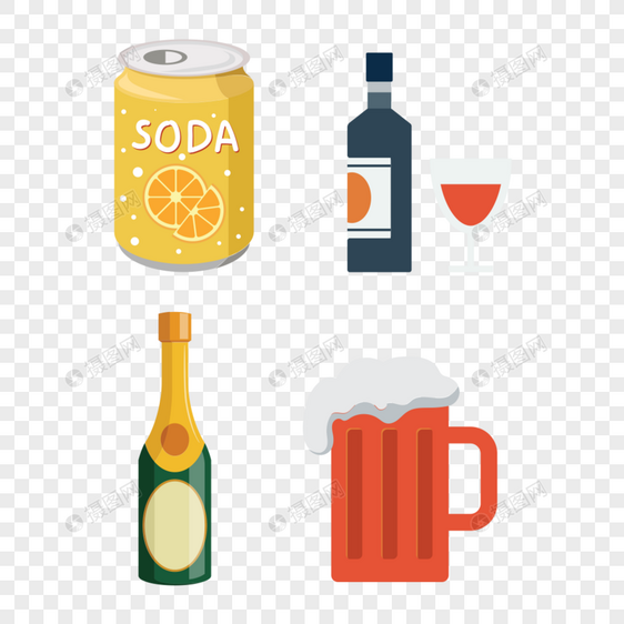 酒水饮料矢量插图图标图片