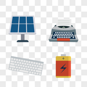 键盘太阳能板打印机电池矢量图标图片