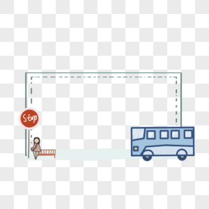 等公交边框红色公交车高清图片