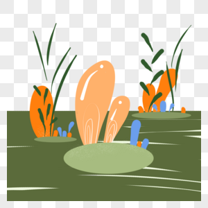 卡通橘色植物插图图片