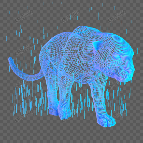 科技智能动物猎豹魔幻数据点状蓝色图片