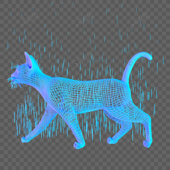 科技智能动物猫魔幻数据点状蓝色图片