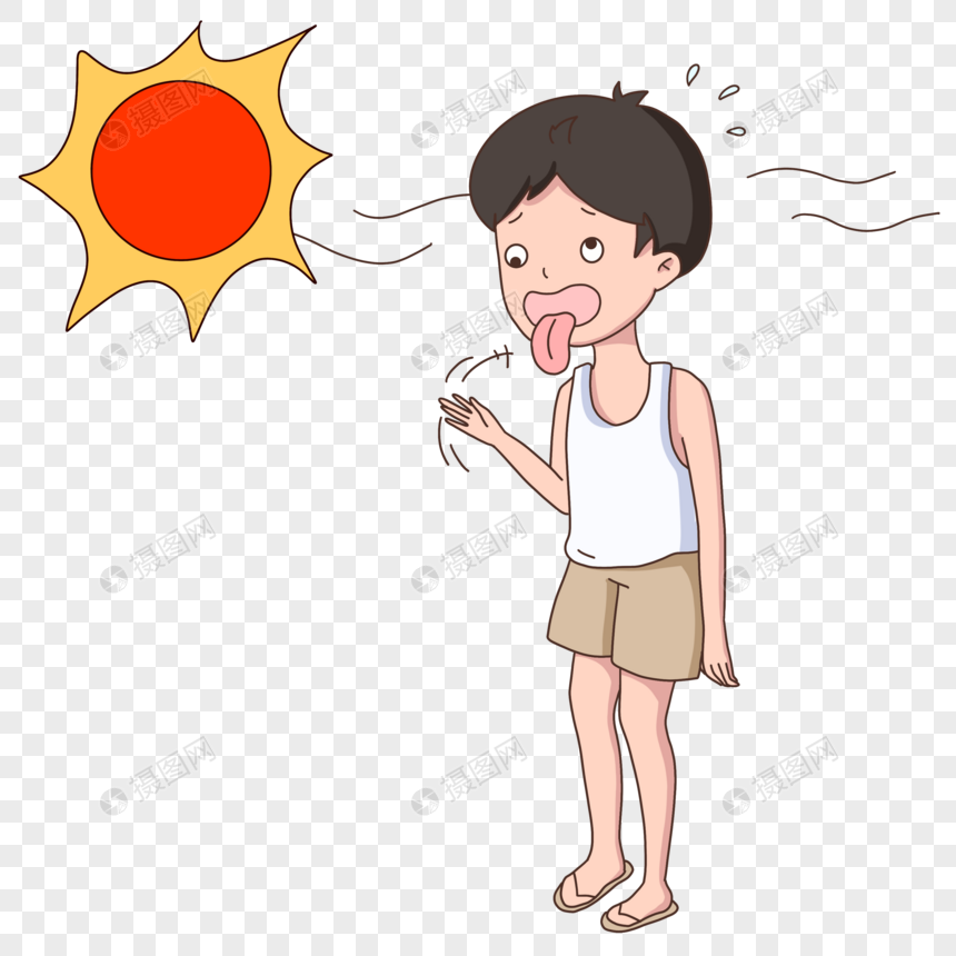 卡通男孩炎热干旱