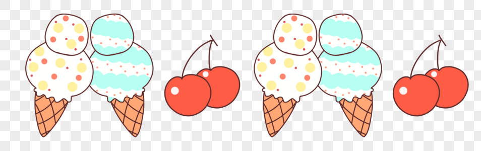 樱桃配冰淇淋装饰花边图片
