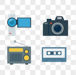 录音机和单反相机和收音机和磁带高清图片
