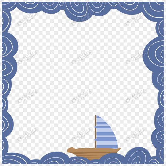 海浪帆船边框图片