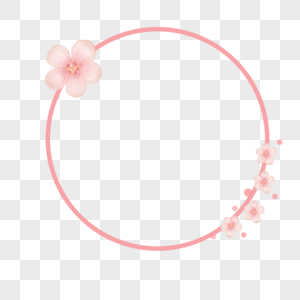 卡通粉色樱花圆框图片