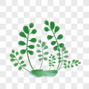 绿色手绘植物叶子图片