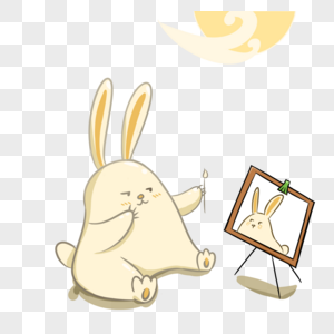兔子画画卡通高清图片素材