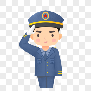 卡通清新建党节热爱祖国插图敬礼的军人素材