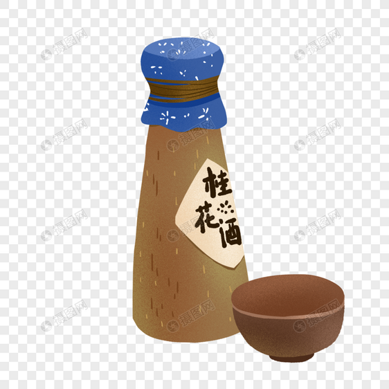七夕节桂花酒和酒杯图片