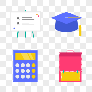 展示板和学士帽和计算机和背包矢量元素图片