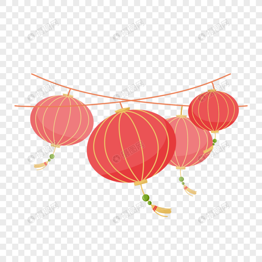 红色中秋节古代节日古典美红色灯笼喜庆热闹新年图片