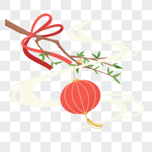 红色中秋节古代节日古典美树枝红灯笼意境唯美图片