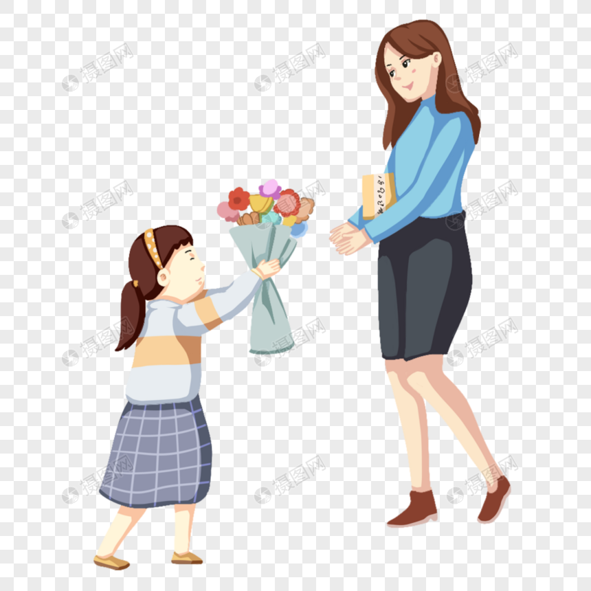免抠元素 手绘/卡通元素 送花.psd