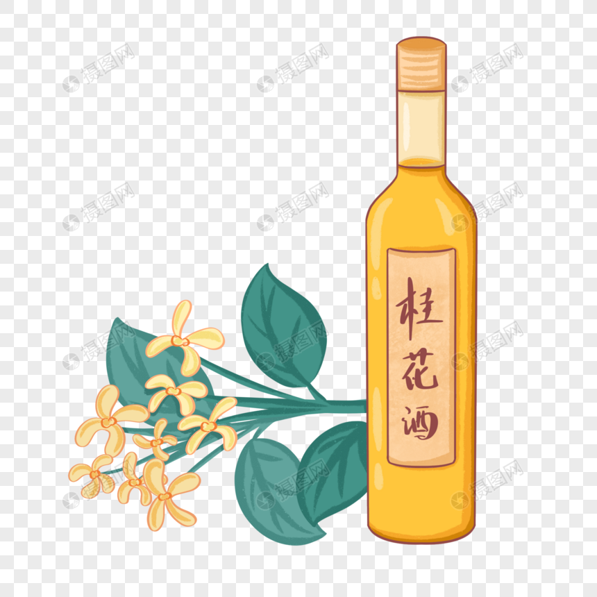 手绘桂花酒和桂花