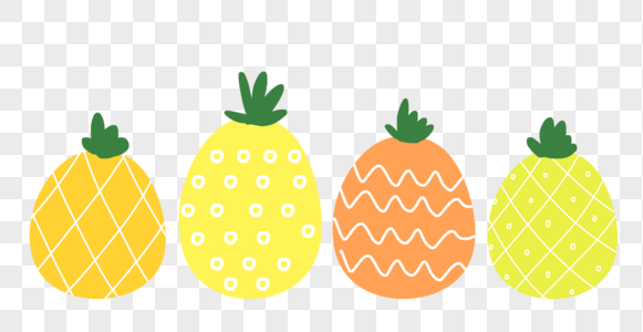 四个可爱的菠萝图片