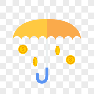 伞和金币矢量元素图片