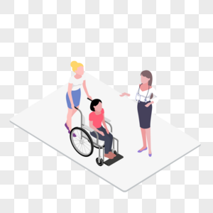 医生在给坐轮椅的病人问诊图片