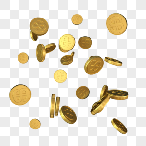 漂浮元素金币美元金钱黄色金属图片