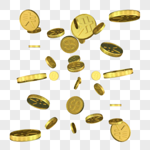 漂浮元素金币人民币美元金钱黄色金属图片