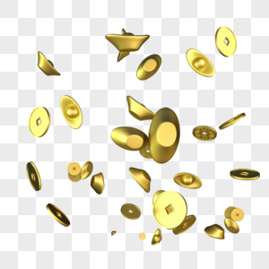 漂浮元素金币铜钱元宝金钱黄色金属图片