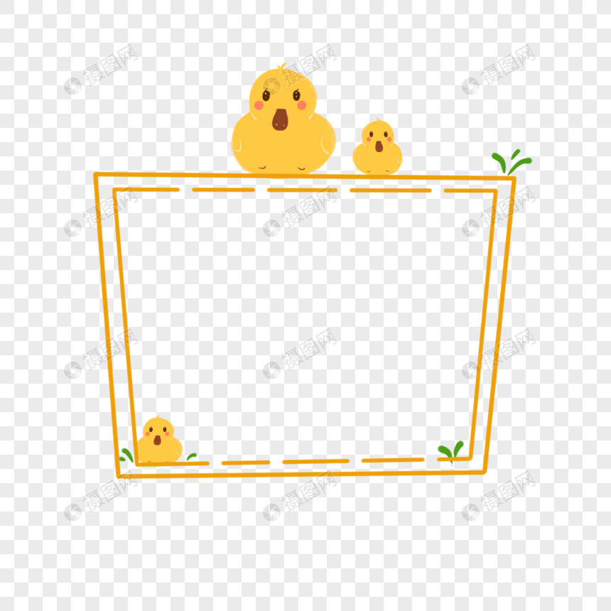 卡通小黄鸭手绘边框