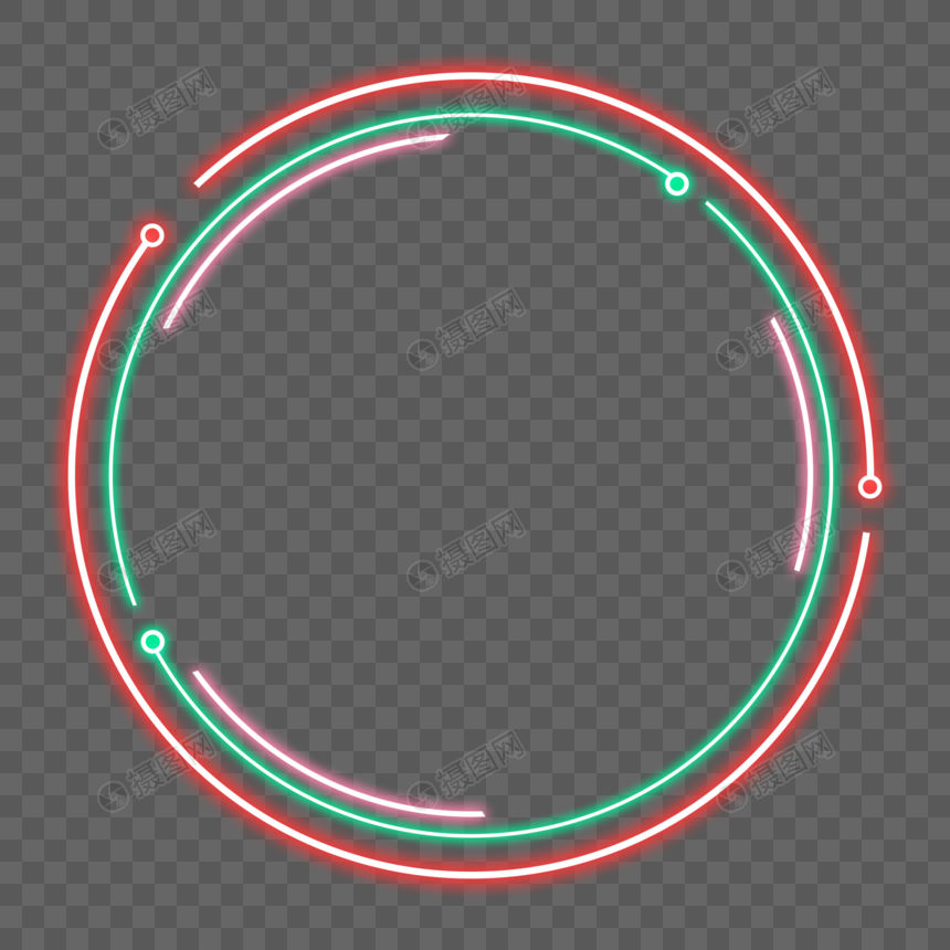 边框圆形外发光霓虹灯效果图片