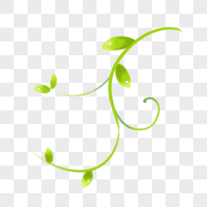 手绘绿色曲线藤蔓水滴高清图片