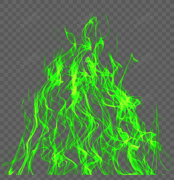 绿色魔法火焰效果元素图片