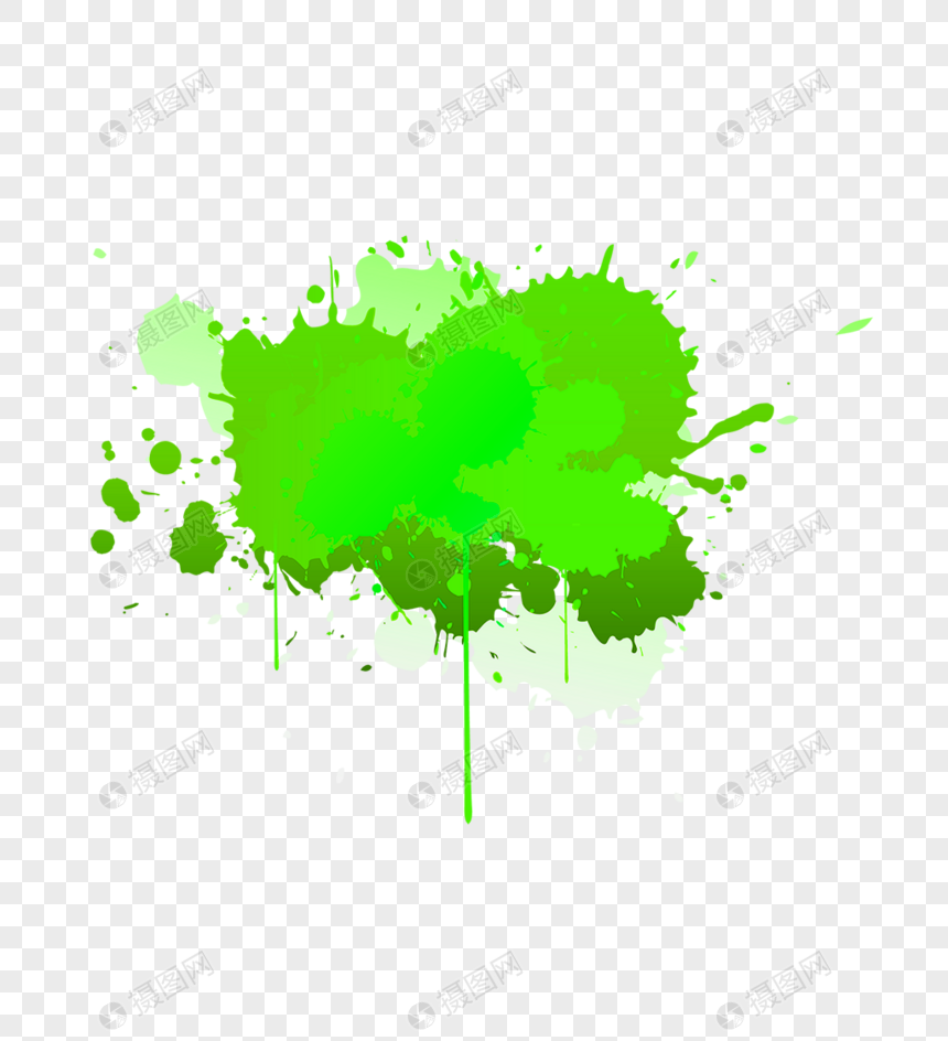 绿色颜料飞溅效果元素图片
