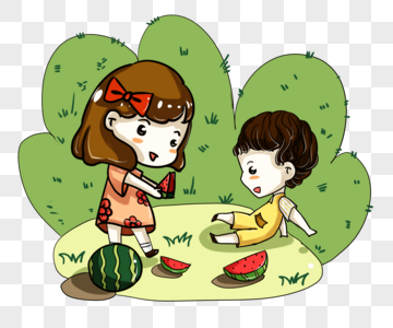 吃瓜的孩子图片