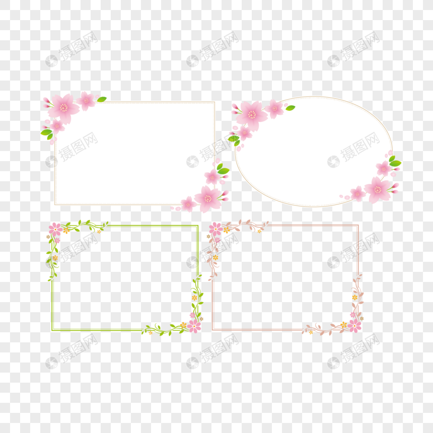 桃花标签边框图片