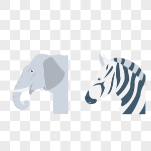 动物大象斑马图标免抠矢量插画素材图片