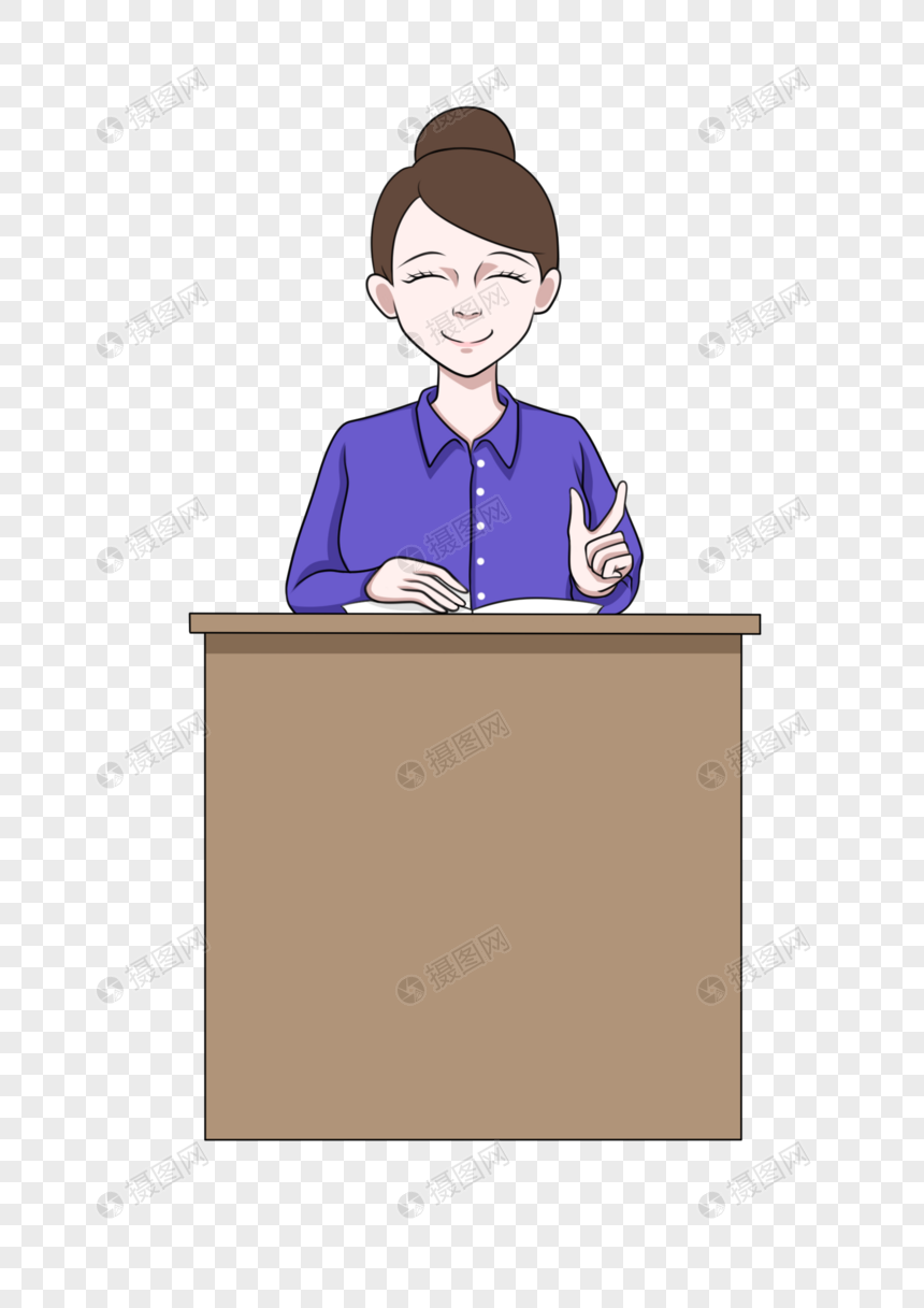 在讲台上上课说书的女老师