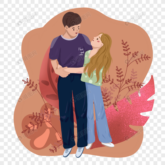 拥抱在一起四目相对的小情侣