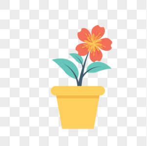 盆栽鲜花图标免抠矢量插画素材图片