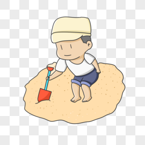 玩沙子的男孩图片
