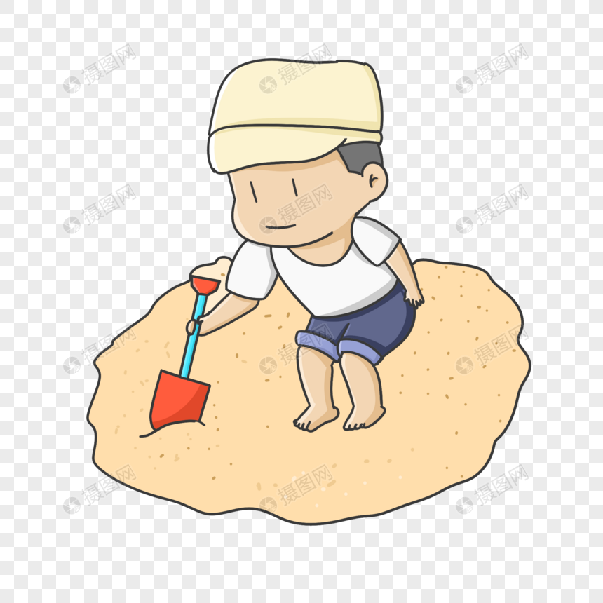 玩沙子的男孩