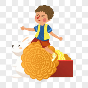 骑着月饼的男孩高清图片