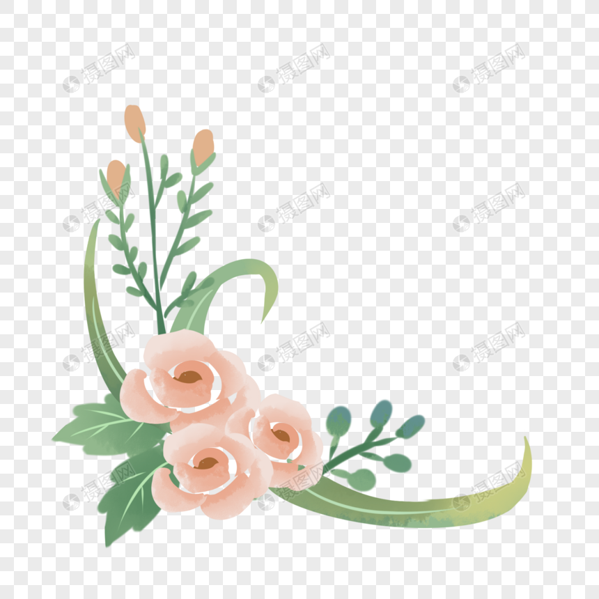 粉色玫瑰花朵植物边框图片