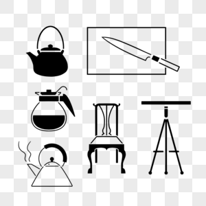 咖啡壶水壶茶壶刀菜板椅子桌子高清图片