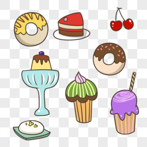 甜甜圈布丁蛋糕冰淇淋桂花糕樱桃图片