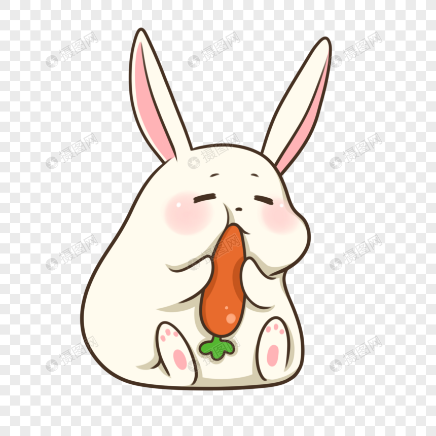 啃萝卜的黄兔子端坐