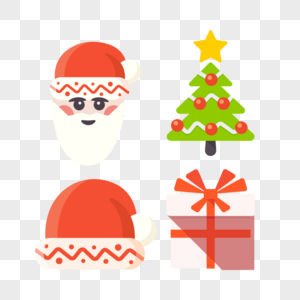 圣诞老人圣诞树圣诞帽礼物图标免抠矢量插画素材图片