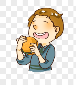 吃汉堡的小男孩高清图片