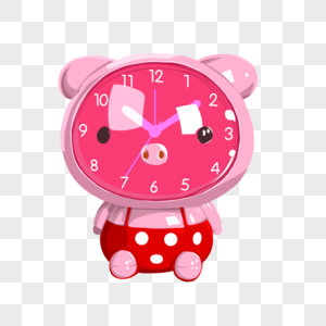粉色卡通小猪闹钟图片