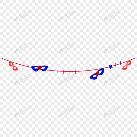 化妆舞会面具神秘艳丽彩旗彩带图片