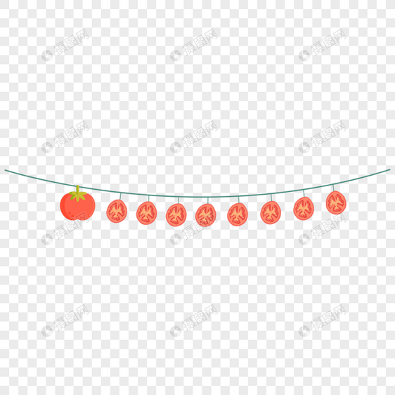 创意扁平风西红柿蔬菜图案装饰边框彩旗图片